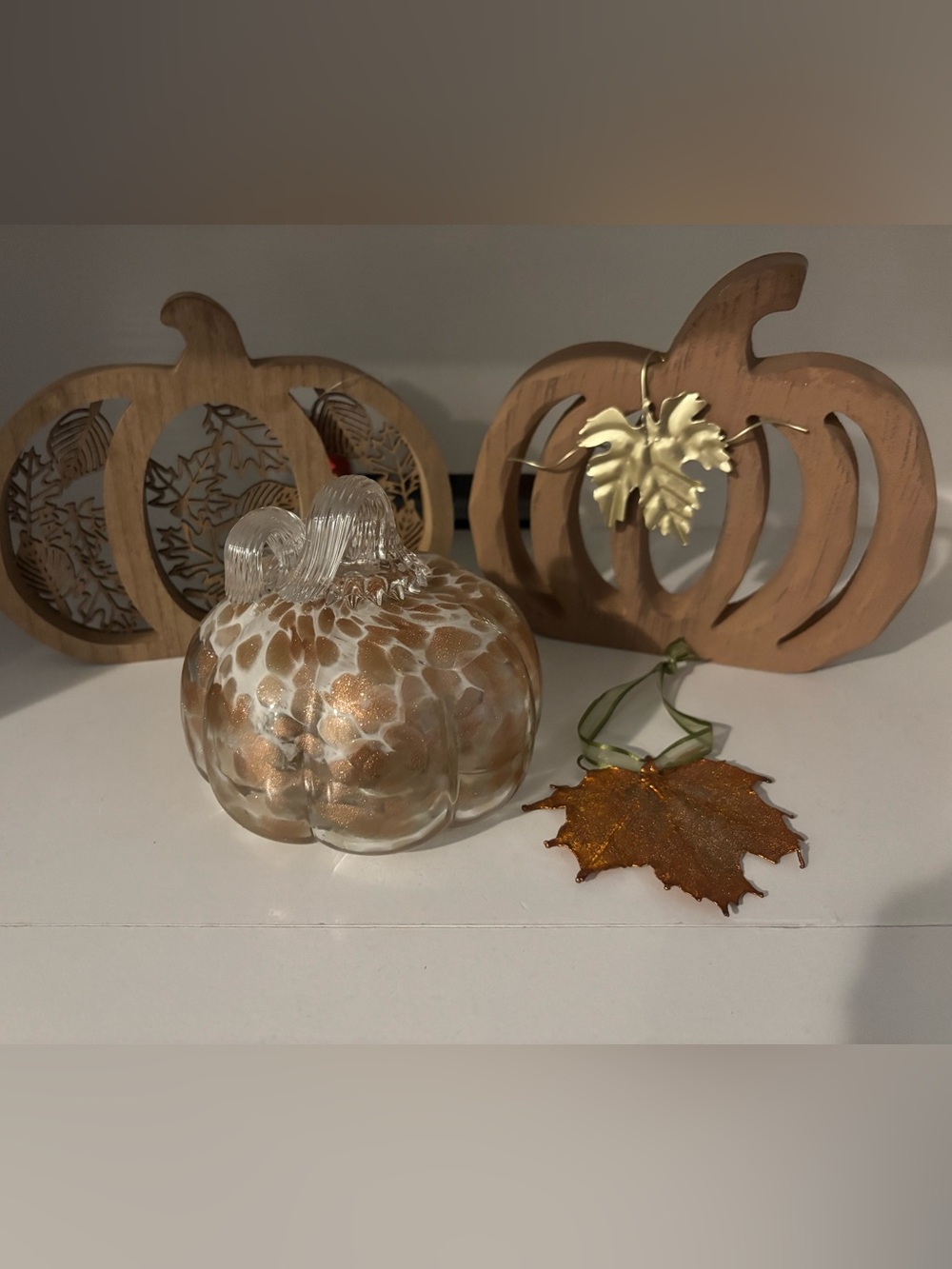 Glass Decorative Pumpkin - Metallic Gold and White fall bundle
